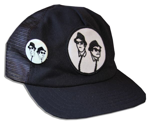 Original & Unused From 1980, ''Blues Brothers'' Black and White Trucker Hat With Pin