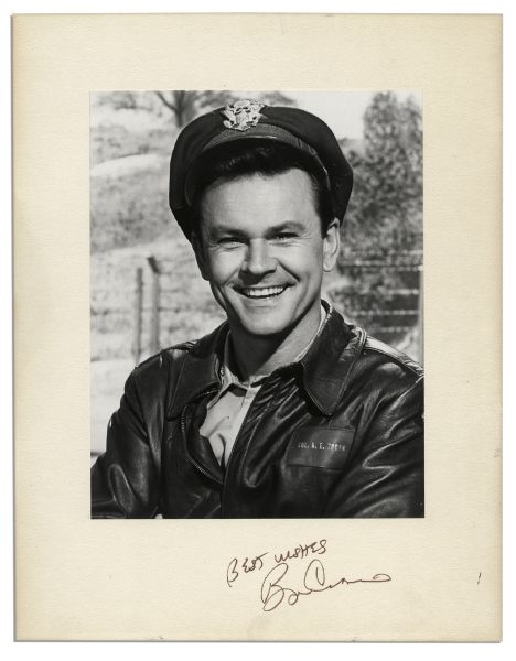 Bob Crane 11'' x 14'' Photo Signed on the Mat -- Crane Smiles in Costume as Col. Hogan From ''Hogan's Heroes''