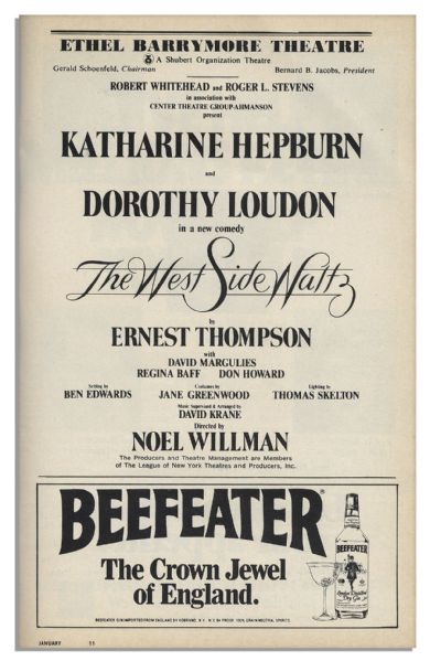 Katharine Hepburn Signed Playbill From Her Tony-Nominated Role in Broadway Show ''West Side Waltz''