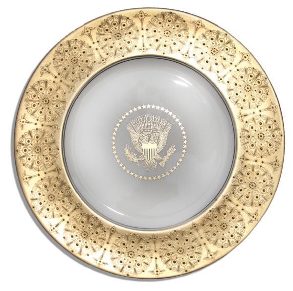 Stunning Eisenhower White House Used China -- 11.5'' Plate by Castleton China, Inc. -- Expertly Crafted With Exquisite Border Made of Pure Gold