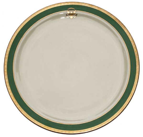 Jimmy Carter White House Used China -- Gleaming Emerald and Gilt Serving Platter From the Official State Service