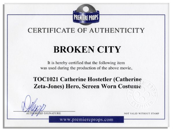 Catherine Zeta-Jones Screen Worn Hero Costume From the 2013 Thriller ''Broken City'' 