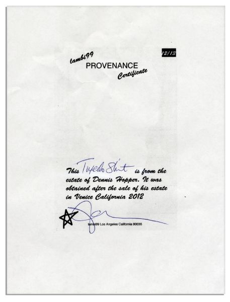 Dennis Hopper Owned & Worn Black Tuxedo Shirt by Ferragamo