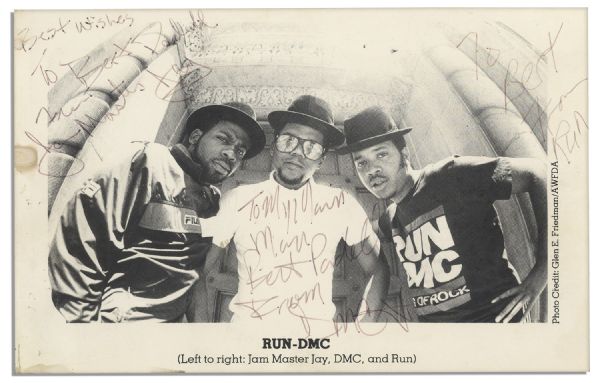 Rock & Roll Hall of Famers Run-DMC Photo Signed -- With Signatures of All 3 Members Run, DMC, & Jam Master Jay