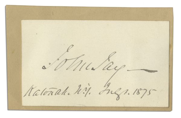 Anti-Slavery Activist John Jay Signature From 1875