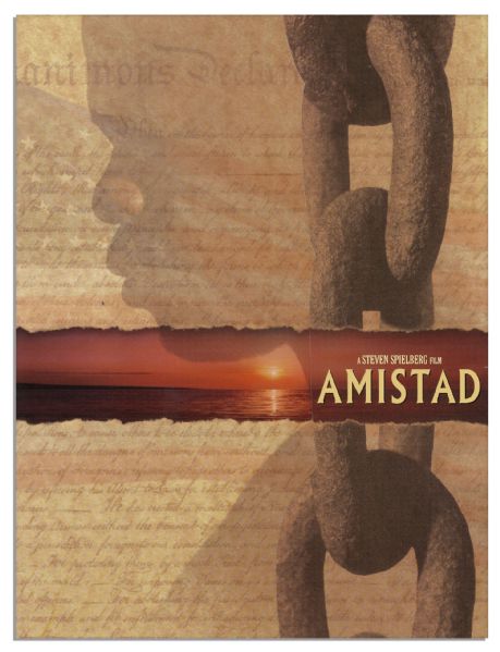 Lot of Items From The Release of ''Amistad'' -- The Shooting Script, A Ticket to The Screening at The Academy of Motion Picture Arts & Sciences, A Promo Sheet & Shadowbox Full of Prop Weapons