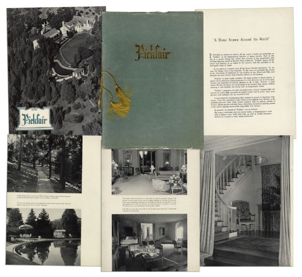 Brochure For The Sale of ''Pickfair'' -- The Mansion of Mary Pickford & Douglas Fairbanks, Called ''A Home Known Around The World'' -- Put on The Market After Their Divorce in 1937