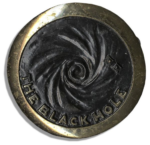 Custom Belt Buckle Gift From Disney's ''The Black Hole'' -- Inscribed by Its 5 Top-Billed Stars: Max Schell, Bob Forster, Joe Bottoms, Yvette Mimieux, Anthony Perkins & Ernest Borgnine