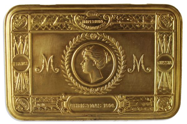 Princess Mary's Christmas Gift To Servicemen During WWI -- Cigarette Tin From 1914 Filled With Its Original Gift Contents