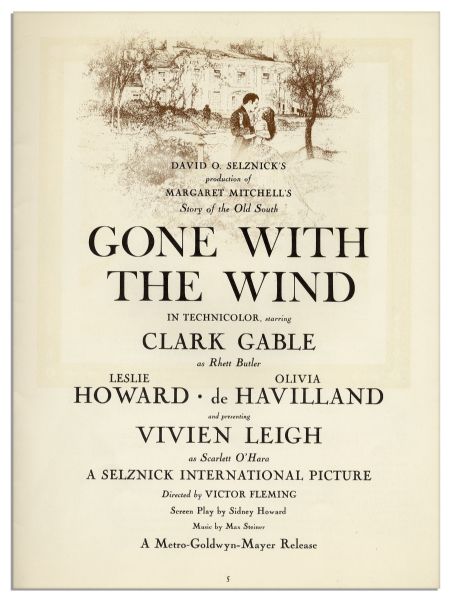 ''Gone With the Wind'' Original Program From the 1939 Movie