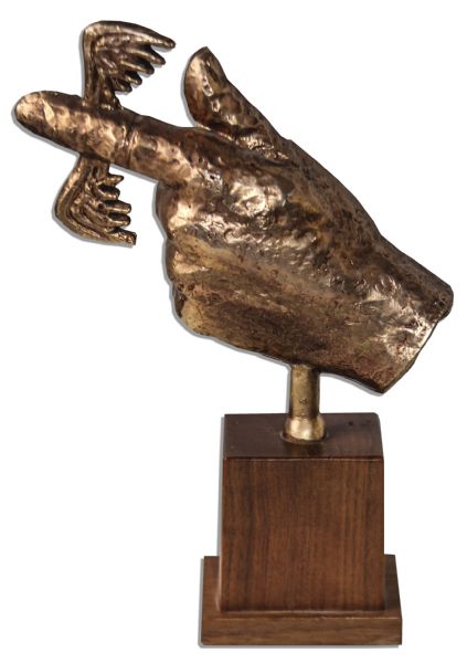 Flying Fickle Finger of Fate Award Statue Prop From TV Series ''Rowan & Martin's Laugh-In'' -- Parody Award Given Out to Celebrities & Politicians