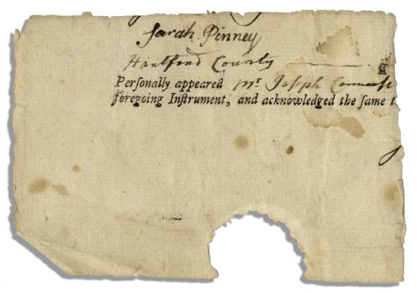 DOI Signer Samuel Huntington 1790 Document Signed as Governor of Connecticut