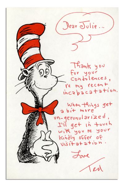 Dr. Seuss Autograph Letter Signed -- ''...When things get a bit more un-gerunularized...''