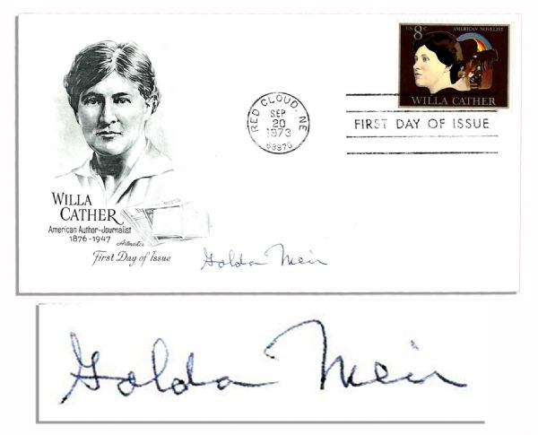 Golda Meir Signed First Day Cover as Israeli Prime Minister