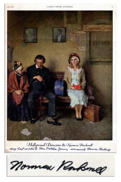 Norman Rockwell Signed ''Hollywood Dreams'' -- Illustration for 1930 ''Ladies' Home Journal''