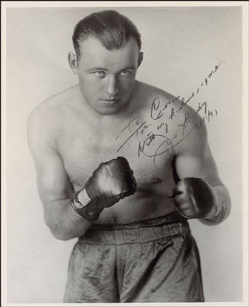 8'' x 10'' Photograph Signed by Heavyweight Jack Sharkey -- in His Famous Photograph With Knuckles Bared