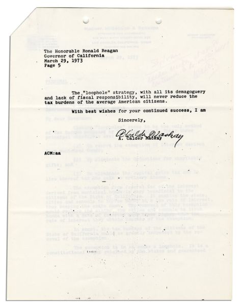Walter O'Malley Autograph Note Signed -- ''...Calder Mackay at age 80 continues to be on the ball!'' 