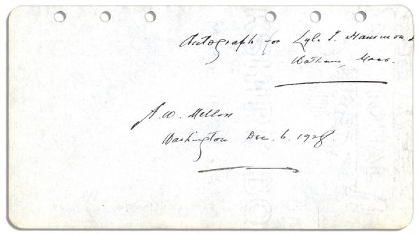 Andrew Mellon's Signature as Secretary of the Treasury
