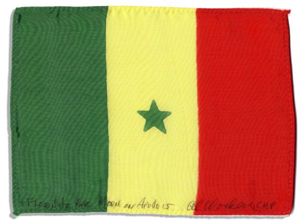 Apollo 15 Flown Senegal Flag -- Signed & Inscribed by NASA Astronaut Al Worden