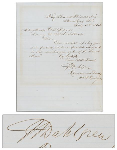 Father of American Naval Ordnance John Dahlgren Civil War-Dated Document Signed