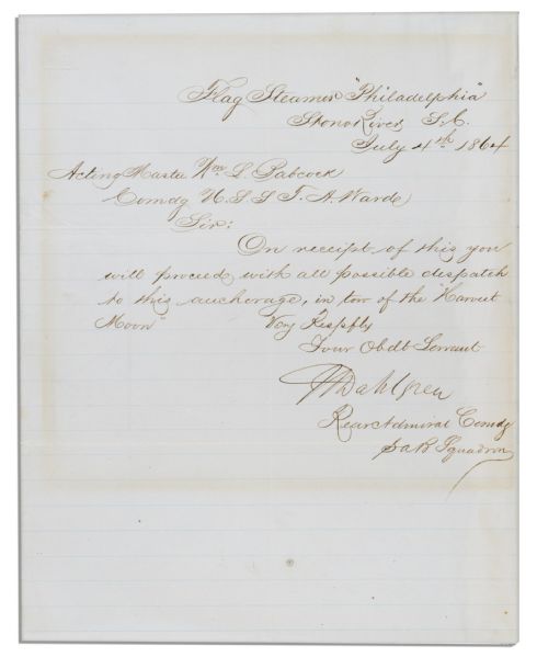 Father of American Naval Ordnance John Dahlgren Civil War-Dated Document Signed