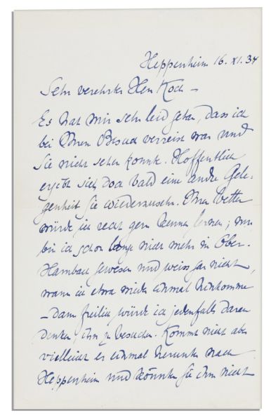 Jewish Philosopher Martin Buber Autograph Letter Signed -- ''...it has been such a long time that I have not been to Ober-Hambach and have no idea when I will be able to visit there...''