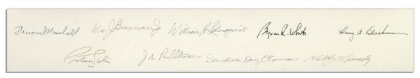 Supreme Court Justices Photo Display Signed by 7 Members of The Rehnquist Court From 1988-1990 -- Measures 20'' x 16''