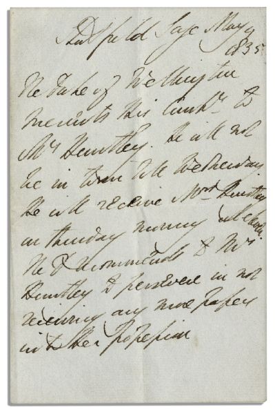 Duke of Wellington 1835 Letter Written in Third Person 