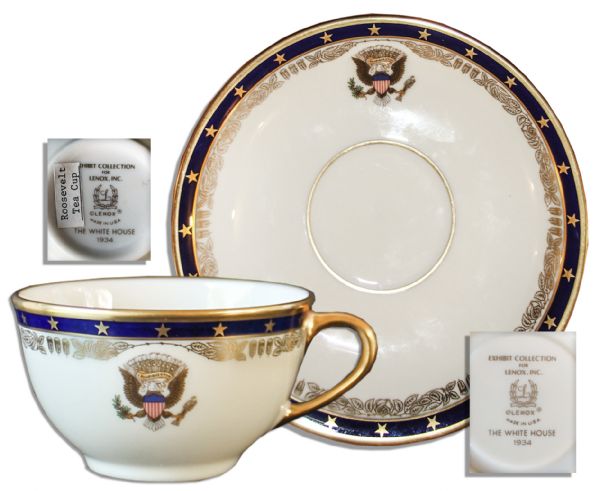 Franklin D. Roosevelt White House Exhibit China -- Cup & Saucer by Lenox -- Fine
