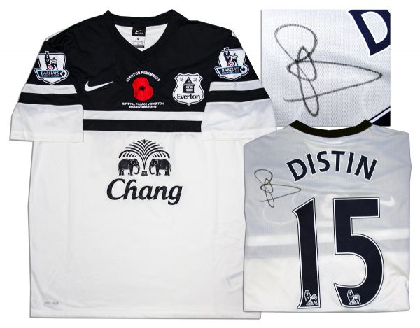Sylvain Distin Match Worn Everton Football Shirt Signed