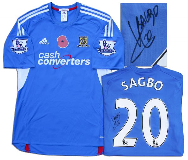 Yannick Sagbo Match Worn Hull City Football Shirt Signed