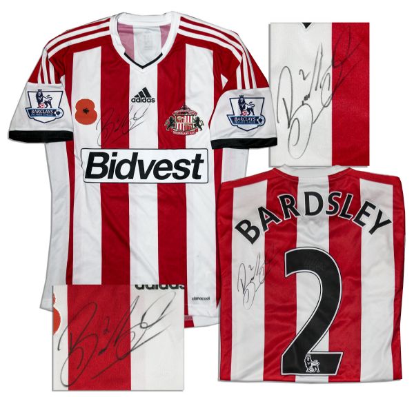 Phil Bardsley Match Worn Sunderland Football Shirt Signed
