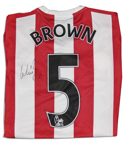 Wes Brown Match Worn Sunderland Football Shirt Signed