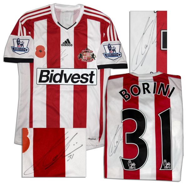 Fabio Borini Match Worn Sunderland Football Shirt Signed