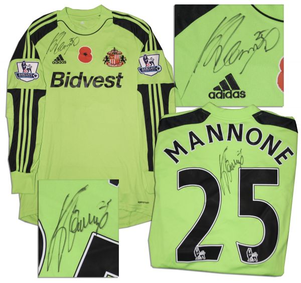 Vito Mannone Match Worn Sunderland Football Shirt Signed