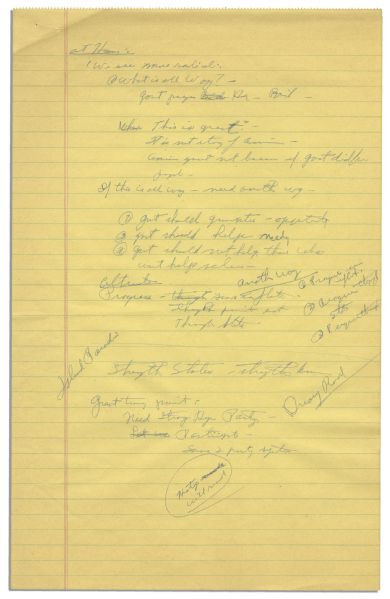 Richard Nixon 1966 Handwritten Note Discussing the Homefront During Vietnam -- Titled ''At Home''