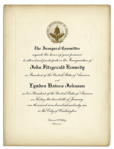John F. Kennedy Inauguration & Assassination Lot -- Invitation, Program & JFK's Solemn Pontifical Mass of Requiem Program