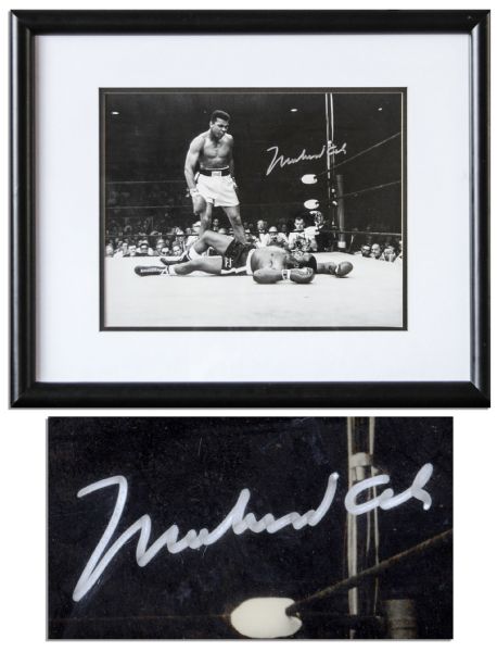 Muhammad Ali Photo Signed of His Fight With Liston For His First Heavyweight Championship