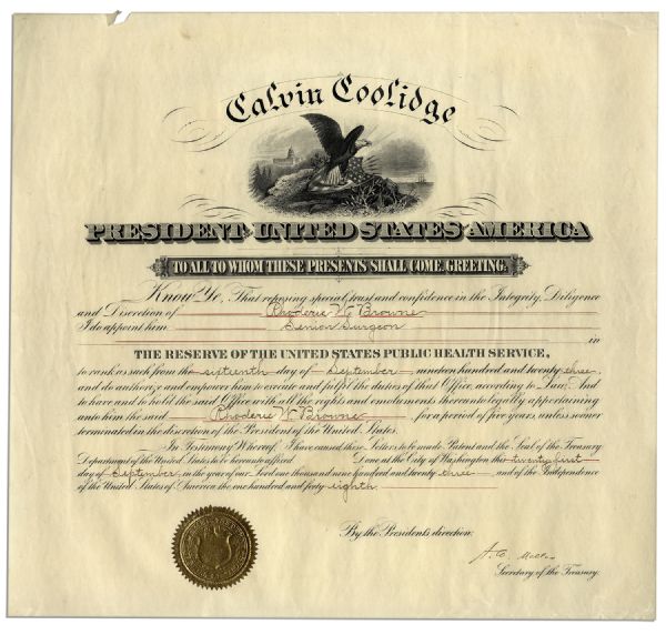 Andres Mellon Document Signed as Secretary of the Treasury