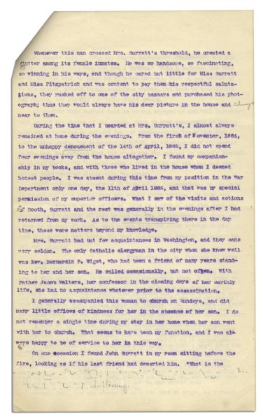 Drafted Chapter of ''A True History of the Assassination of Abraham Lincoln and of the Conspiracy of 1865'' -- By Louis Weichmann, Prosecution Witness at Lincoln Assassination Trial