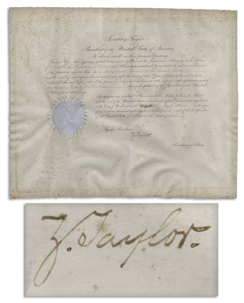Exceedingly Rare President Zachary Taylor 1849 Cabinet Appointment -- Just Three Days After His Inauguration