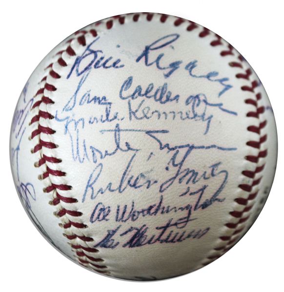 1953 New York Giants Baseball With 26 Signatures -- Including HOFers Hoyt Wilhelm & Monte Irvin -- Plus Bill Rigney, Dusty Rhodes, Bobby Thomson & Others -- With PSA/DNA COA