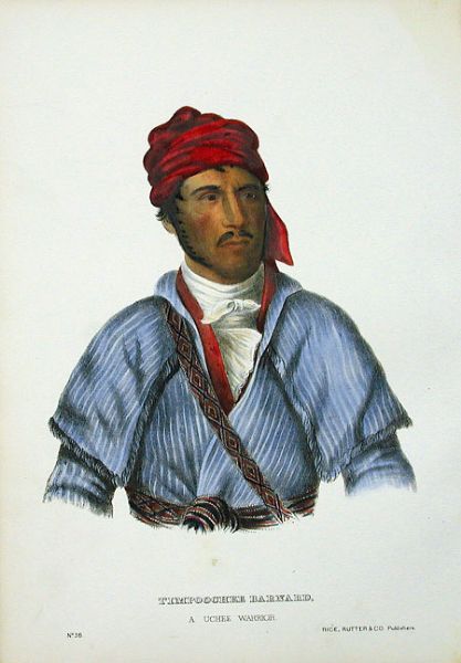 Excellent McKenney Hall Color Print From 1872 -- ''Uchee Warrior Timpoochee Barnard''