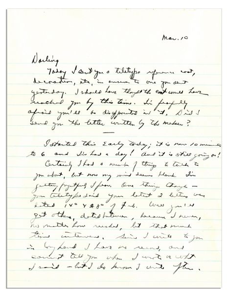 Dwight Eisenhower 1944 Autograph Letter Signed -- The General Misses His Wife -- ''...war wouldn't be nearly so tough on me if you could be here...''
