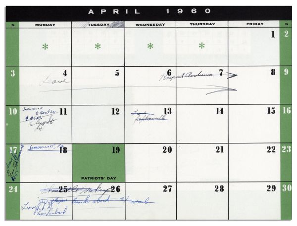 Gus Grissom's Personally Owned Date Book From 1960 -- Filled Out in His Hand With Astronaut Content -- His First Full Year as a NASA Astronaut