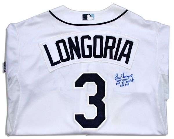 Evan Longoria Signed & Game-Worn Home Jersey -- From the 16 June 2011 Rays v. Red Sox Game