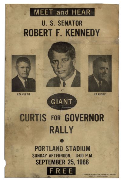Robert F. Kennedy 12'' x 18.5'' Campaign Poster -- For a 1966 Appearance