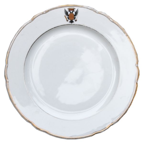 Russian Imperial China Plate -- With the Double-Headed Eagle Coat of Arms