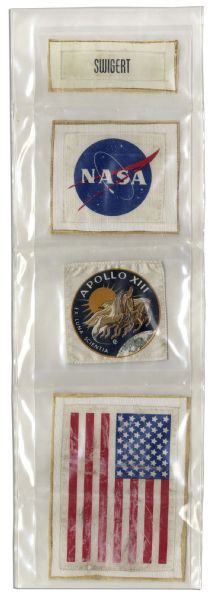Very Scarce Collection of Four Jack Swigert Flown Apollo 13 Space Suit Patches
