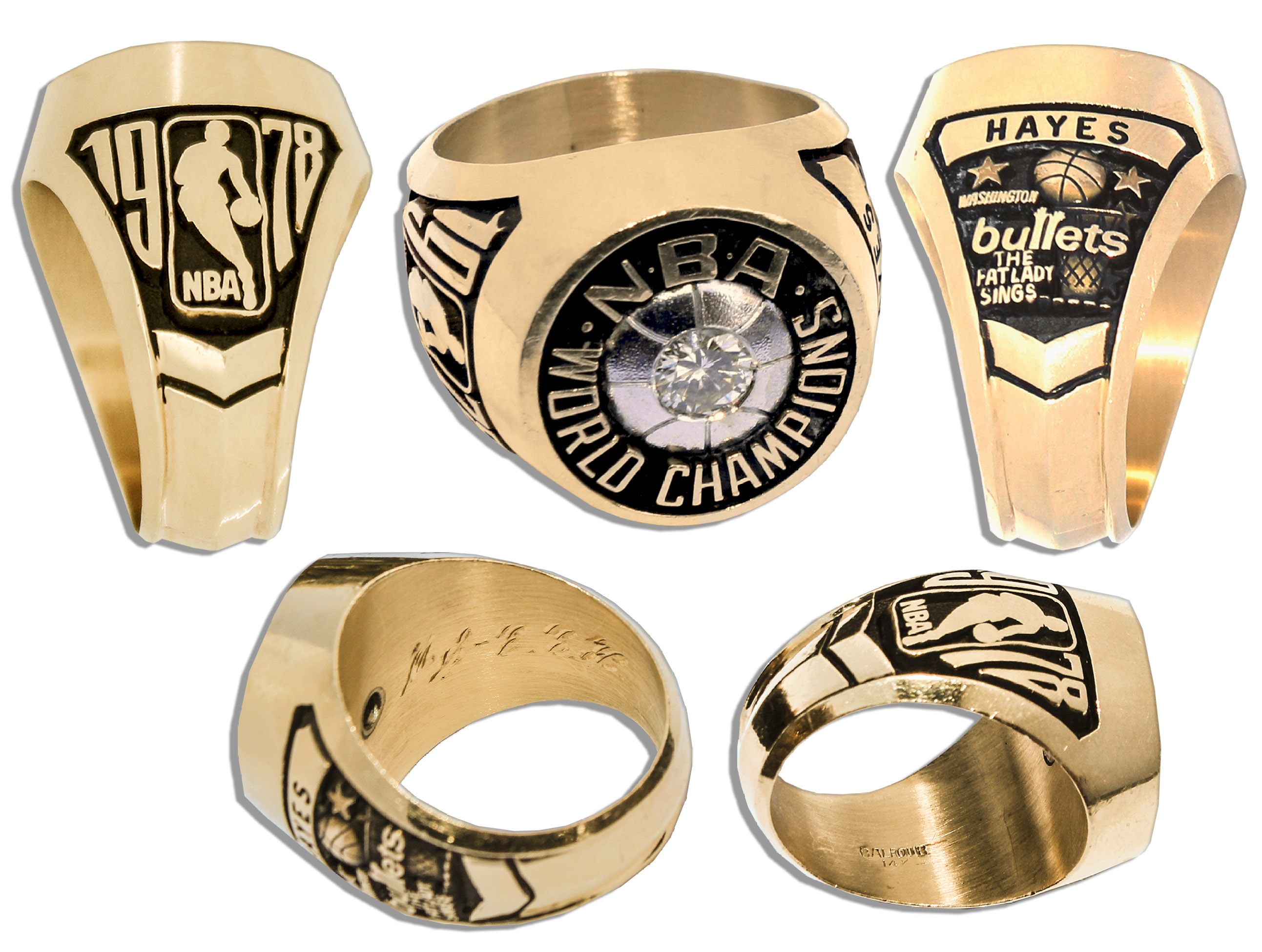 basketball championship ring auction Elvin Hayes 1977-78 Washington Bullets NBA 14 Carat Gold Championship Ring
